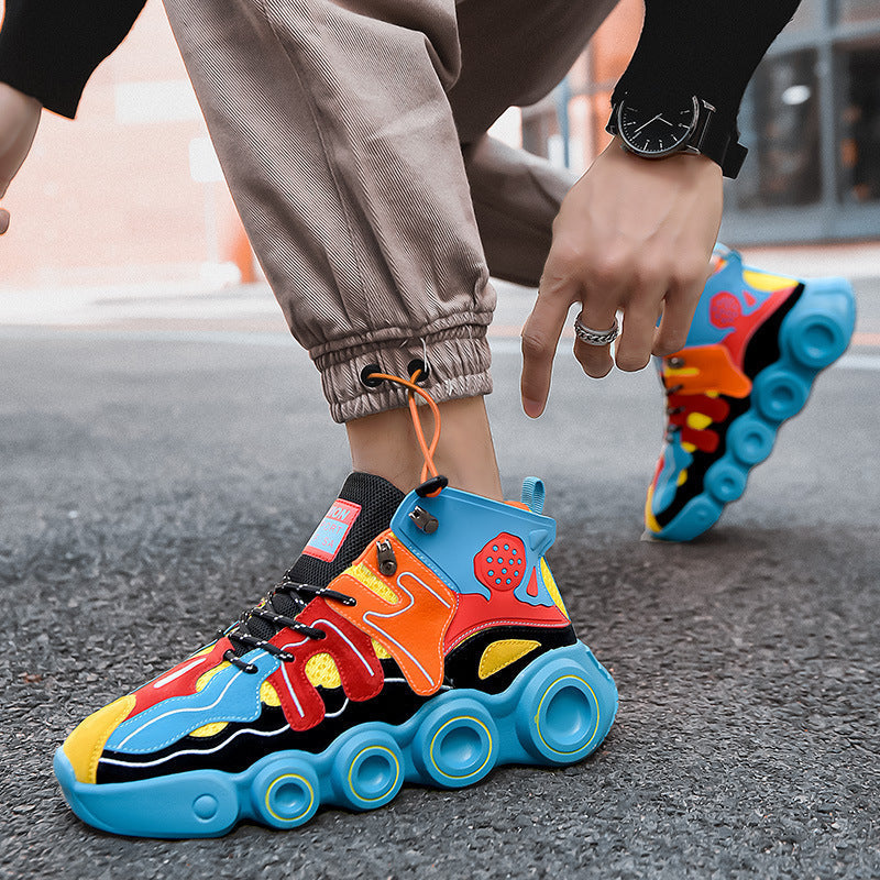 Dames sportieve hoge sneakers met kleurrijk ontwerp – Paars