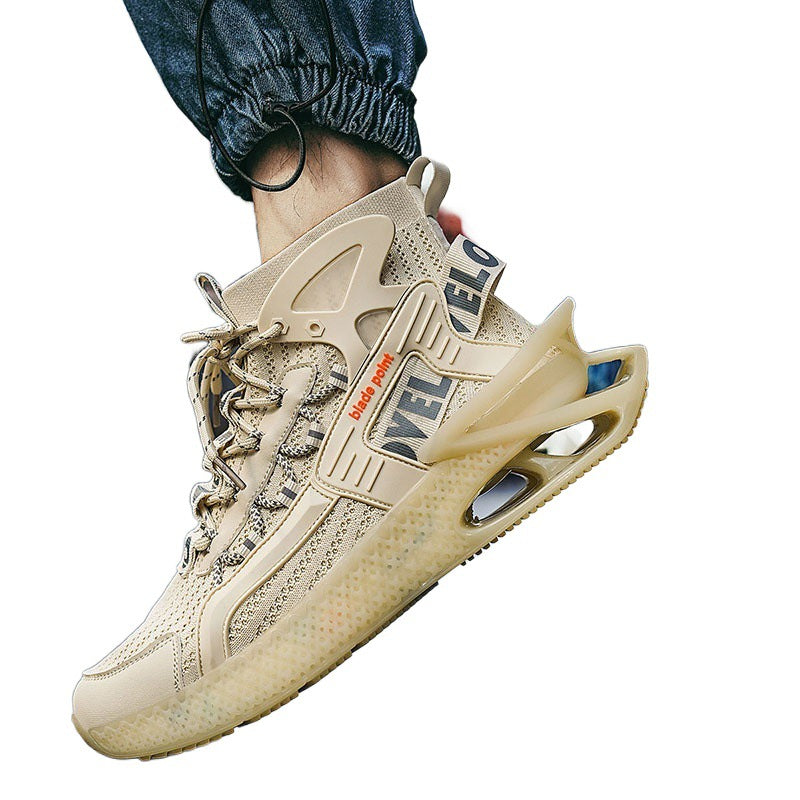 Dames sportieve hoge sneakers met dempende zool – Beige en Zwart – Beige