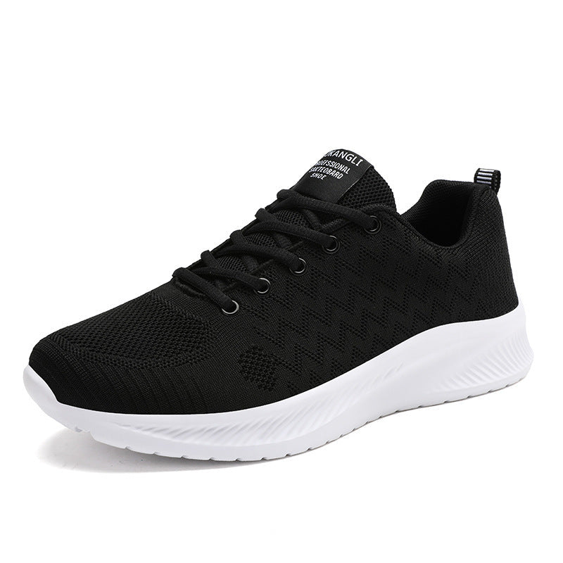 Dames hardloopschoenen met gebreid bovenwerk en dempende zool – Zwart-wit
