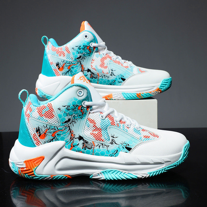 Dames sportieve basketbalsneakers met ademend mesh bovenwerk – Oranje