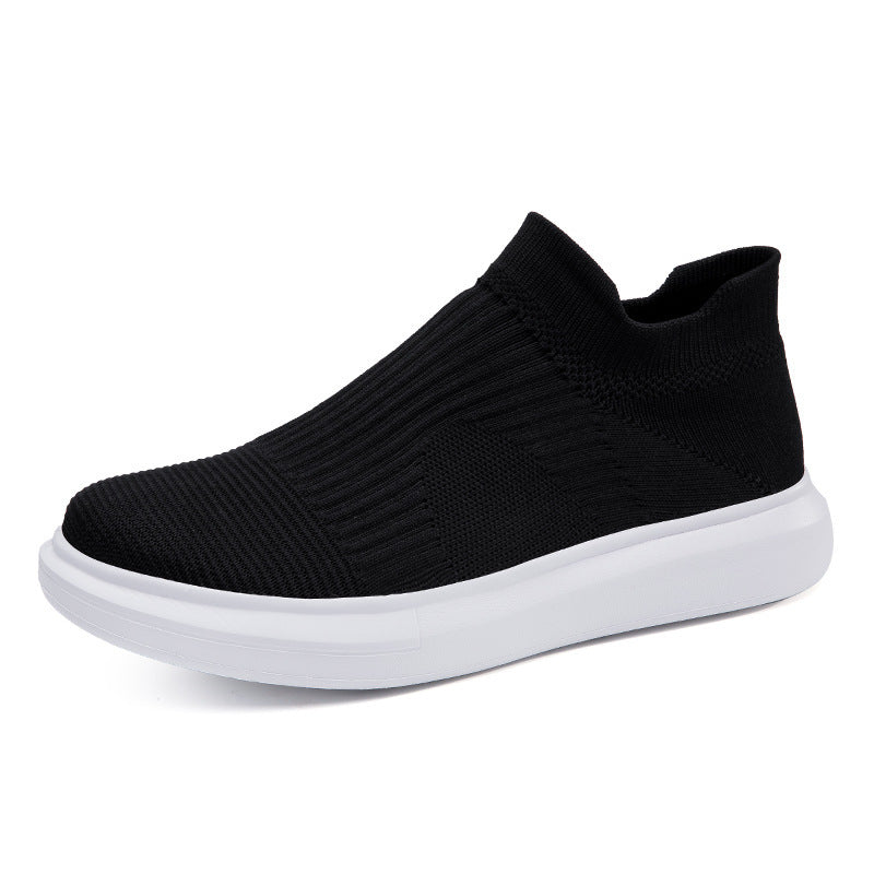 Dames modieuze gebreide sneakers met flexibele zool en hoge schacht – Blauw