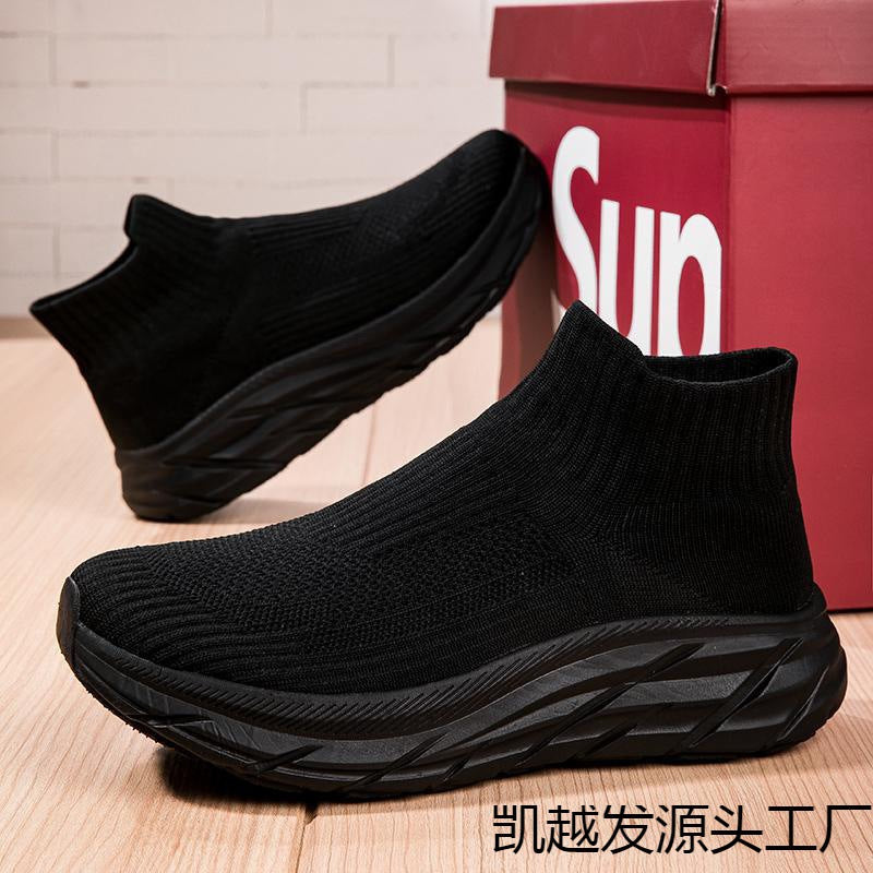 Dames comfortabele gebreide sneakers met flexibele zool – Zwart-wit