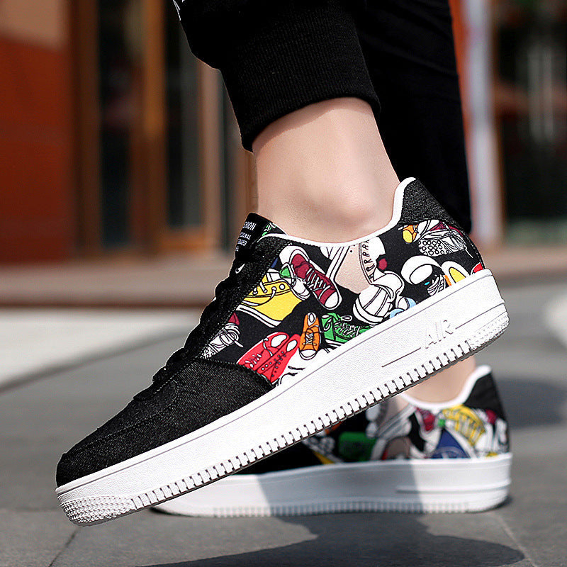 Dames modieuze sneakers met grafische details – Wit