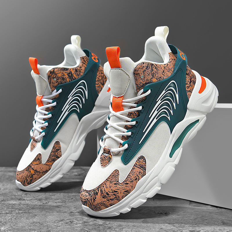 Dames sportieve hoge sneakers – Lichtbruin en Grijs – Grijs