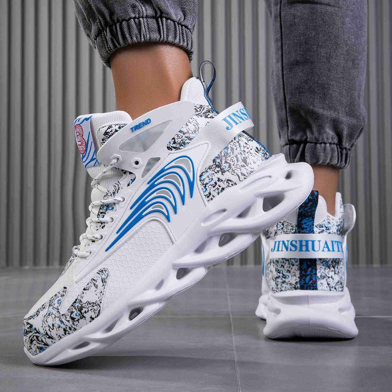 Dames sportieve hoge sneakers met dempende zool – Wit en Zwart – Wit