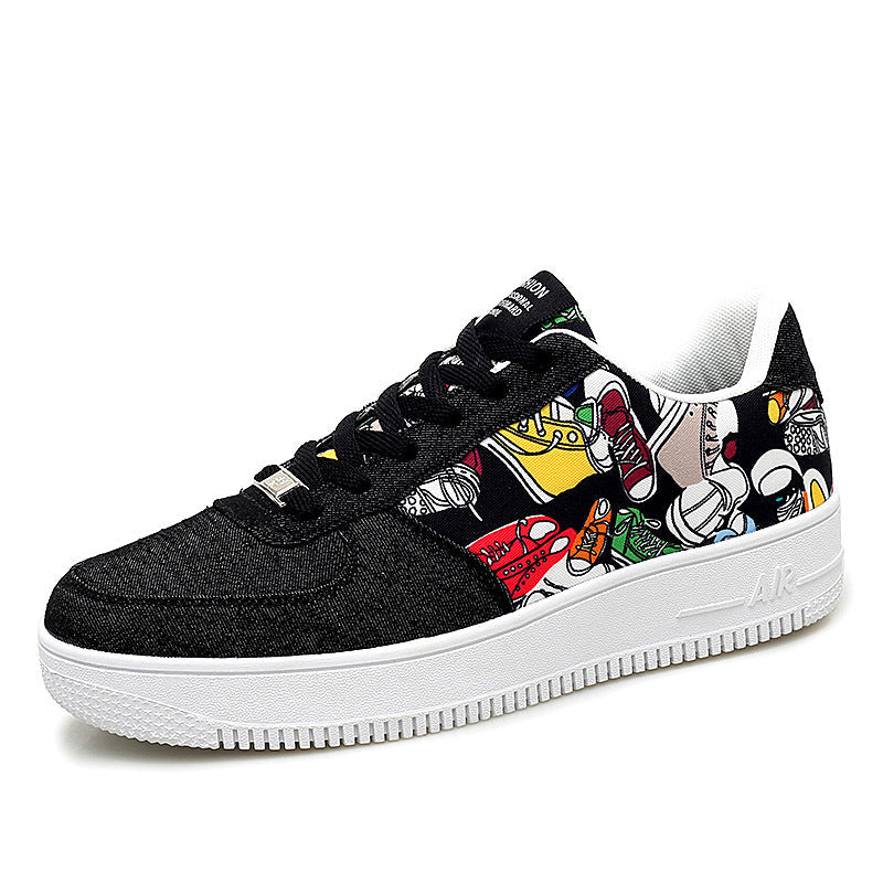 Dames modieuze sneakers met grafische details – Zwart
