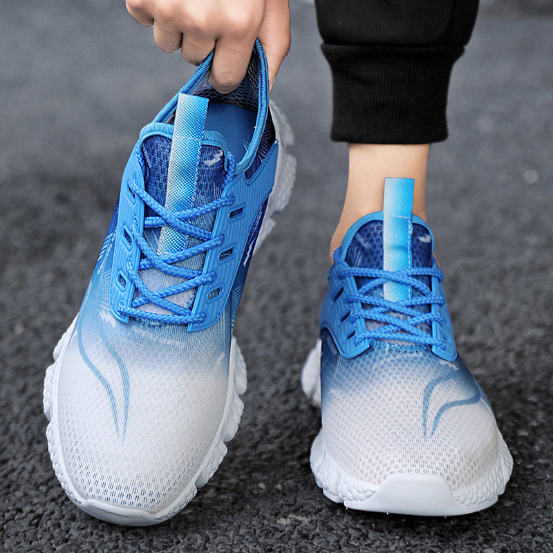 Dames stijlvolle sportsneakers met dempende zool – Waterblauw en Grijs-groen – Waterblauw