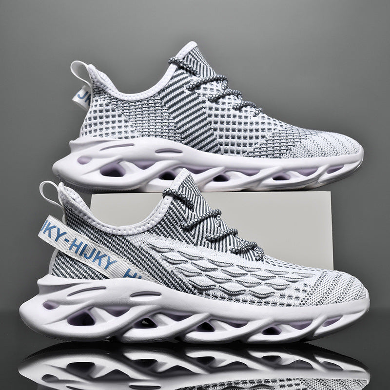 Dames sportieve sneakers met dempende zool – Zwart en Wit – Wit