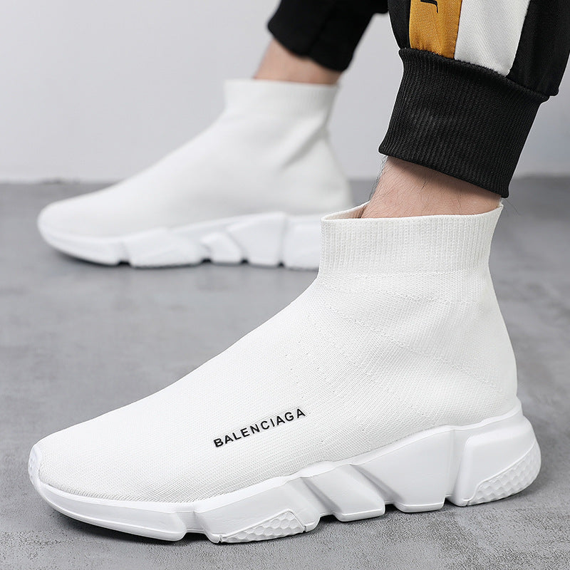 Dames comfortabele slip-on sneakers met gebreid bovenwerk – Zwart-wit
