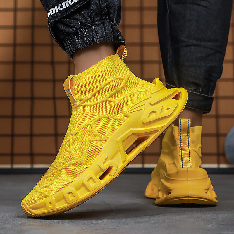 Dames comfortabele gebreide sneakers met hoge schacht – Groen