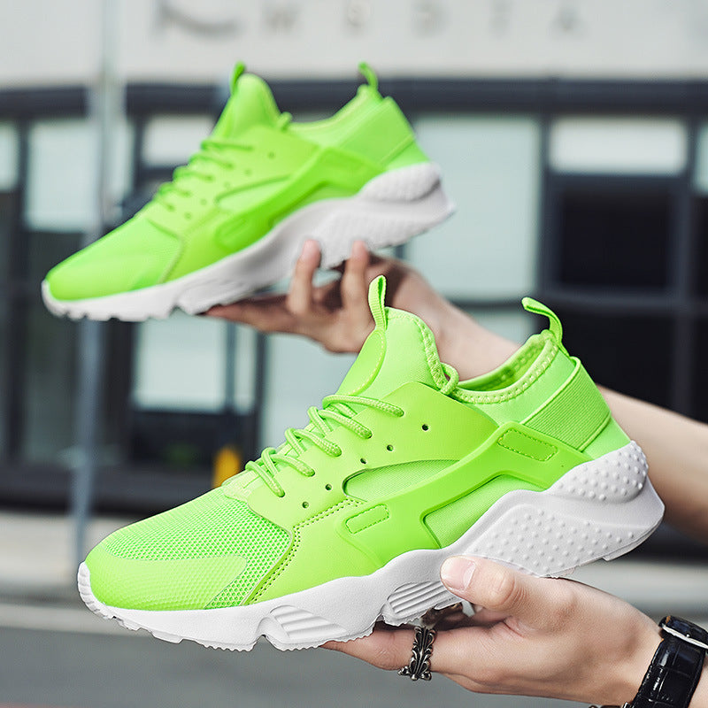 Dames modieuze sneakers met ademend mesh bovenwerk en dempende zool – Neonrood