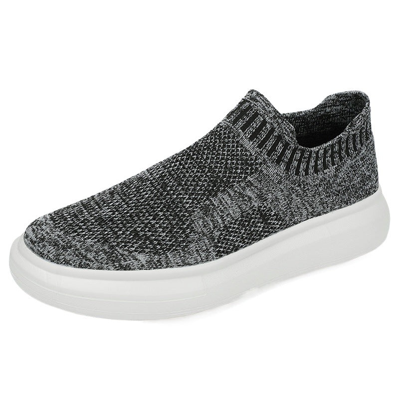 Dames slip-on sneakers met antislipzool en gebreid bovenwerk – Zwart