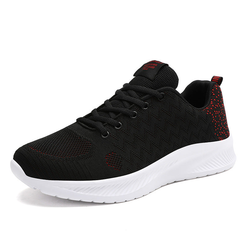 Dames hardloopschoenen met gebreid bovenwerk en dempende zool – Zwart-wit