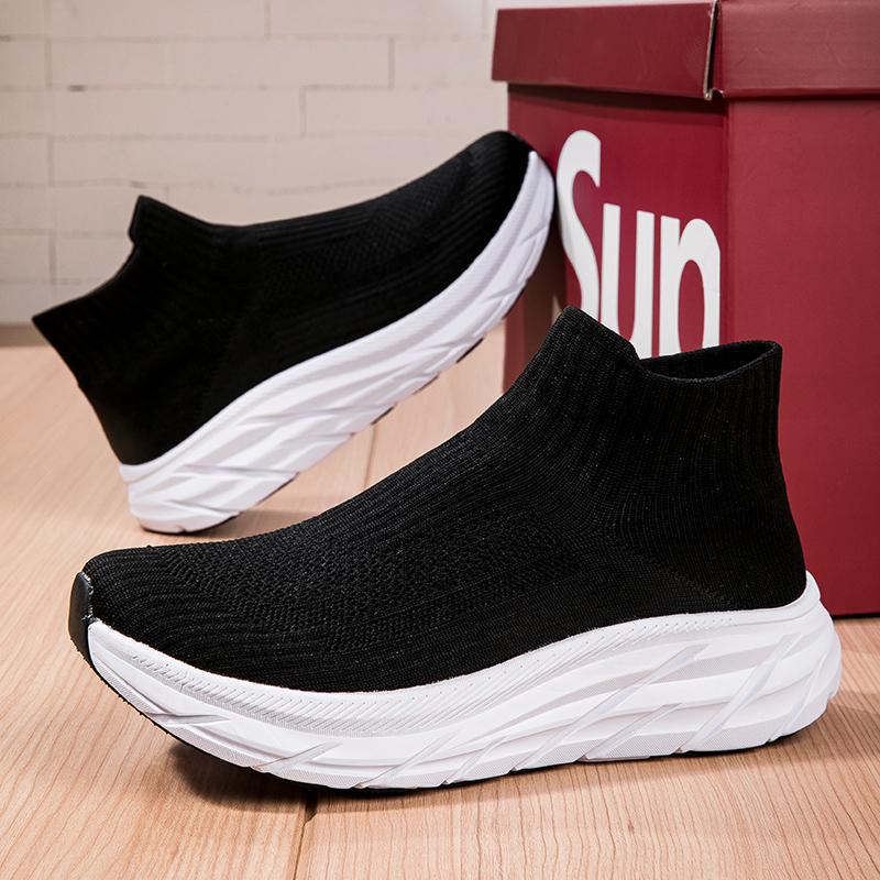 Dames comfortabele gebreide sneakers met flexibele zool – Zwart-rood