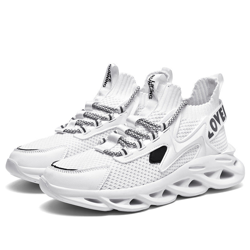 Dames sneakers met vetersluiting, ademend bovenwerk en dempende zool – Wit