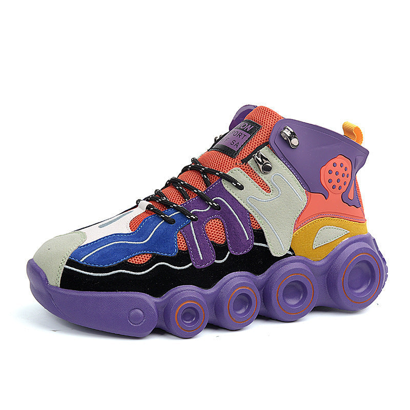 Dames sportieve hoge sneakers met kleurrijk ontwerp – Paars