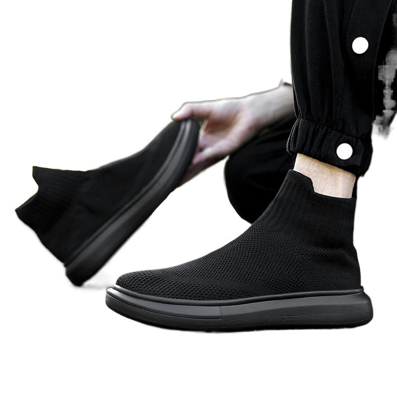 Dames soksneakers met antislipzool en gebreid bovenwerk – Donkergrijs en Zwart – Donkergrijs
