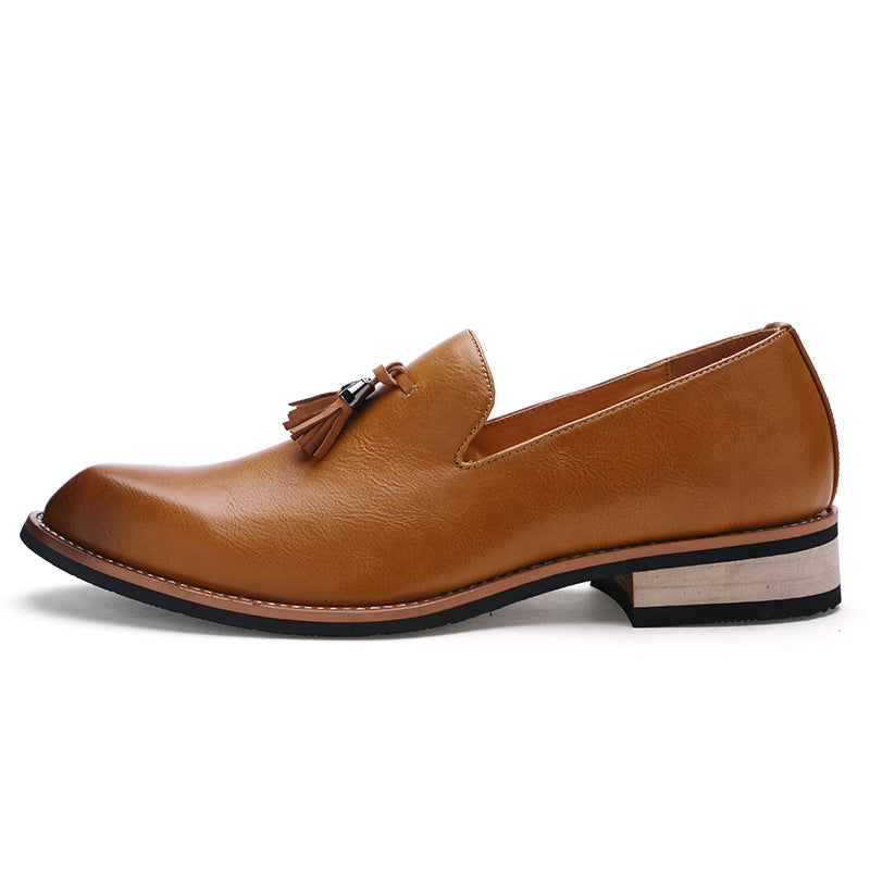 Dames modieuze loafers met leren bovenwerk en franjedetails – Zwart