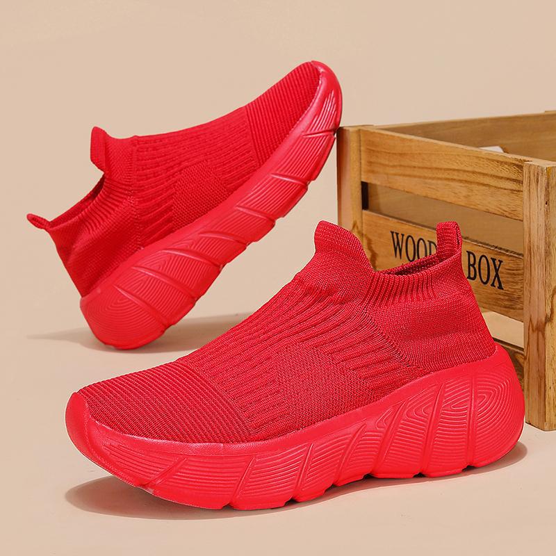 Dames sneakers met gebreid bovenwerk en dempende zool – Zwart-wit