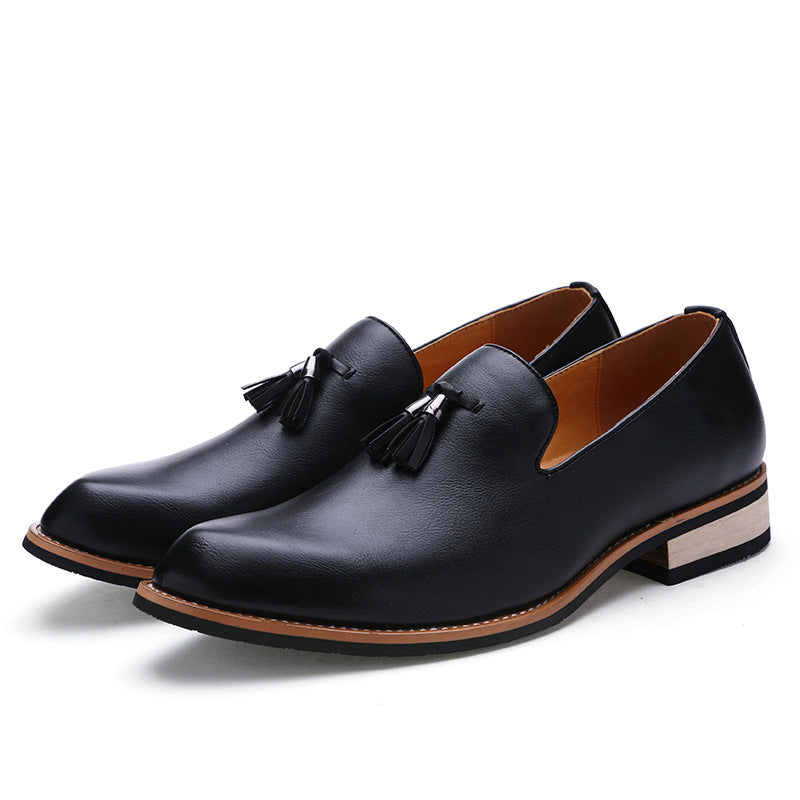 Dames modieuze loafers met leren bovenwerk en franjedetails – Bruin