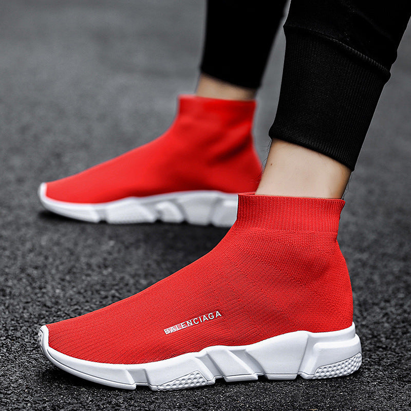 Dames comfortabele slip-on sneakers met gebreid bovenwerk – Wit