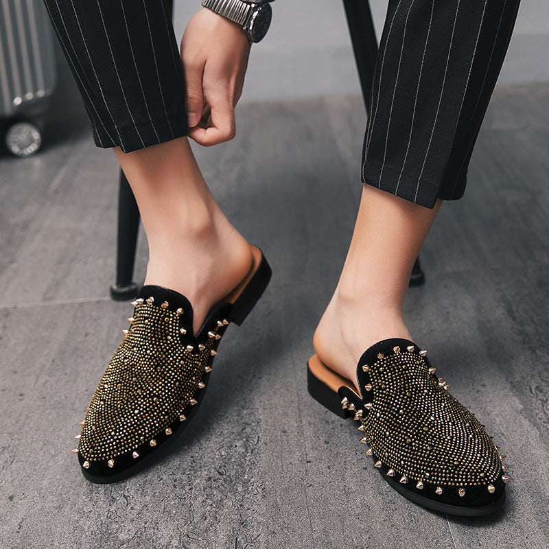 Dames mocassins met studdetails en zachte voering – Geel