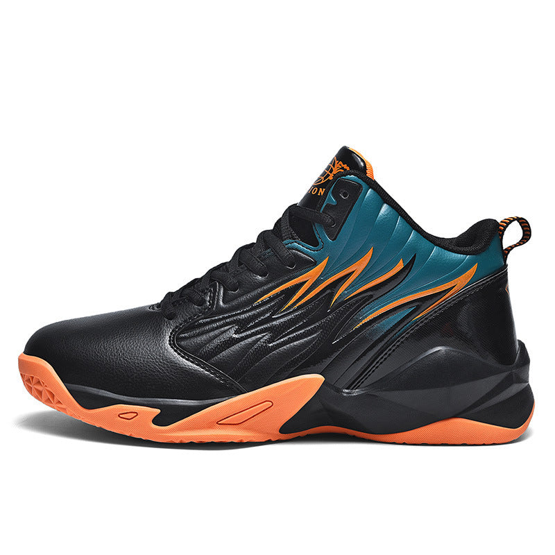 Dames sportieve basketbalsneakers met antislipzool en dempende zool – Zwart-rood en Zwart-oranje – Zwart-rood