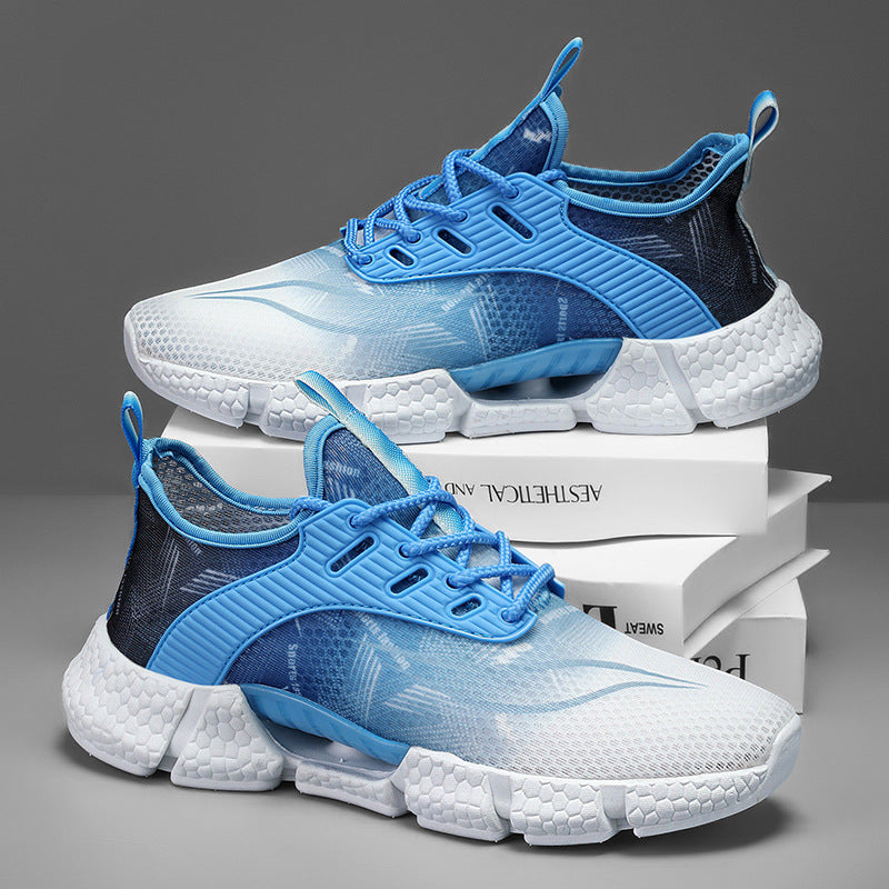 Dames stijlvolle sportsneakers met dempende zool – Waterblauw en Grijs-groen – Waterblauw