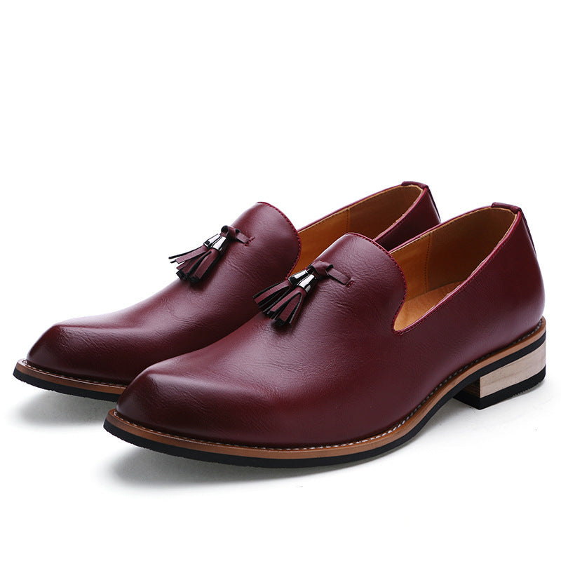 Dames modieuze loafers met leren bovenwerk en franjedetails – Rood