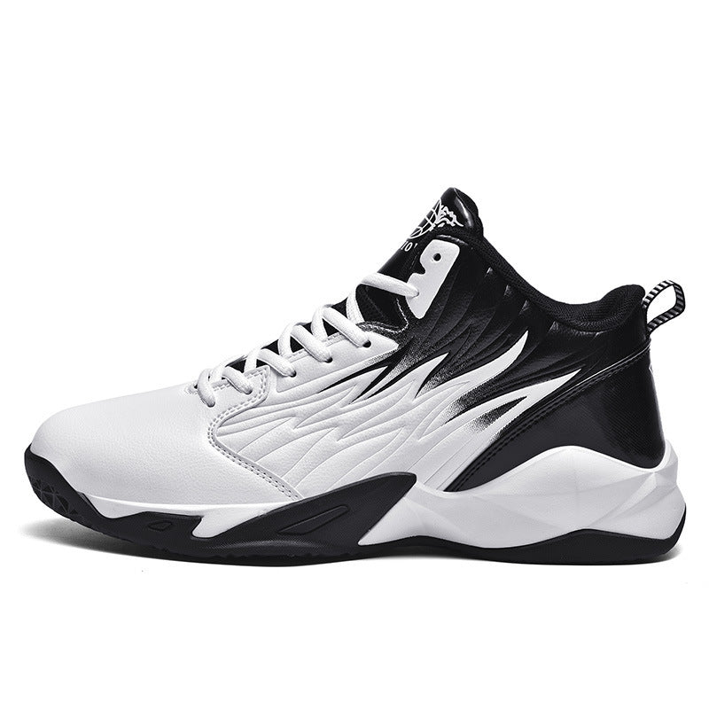 Dames sportieve basketbalsneakers met antislipzool en dempende zool – Zwart-rood en Zwart-oranje – Wit