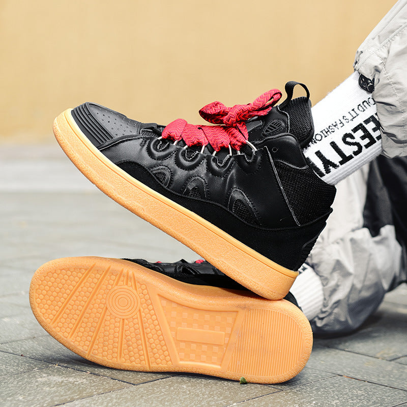 Dames sportieve hoge sneakers met meerkleurige veters – Wit