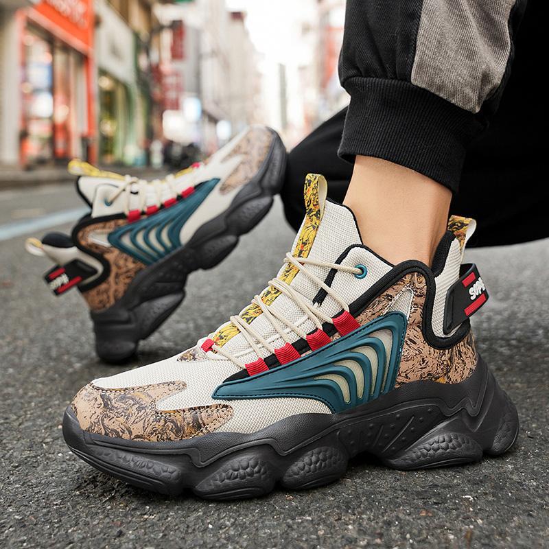 Dames sportieve hoge sneakers met ademend bovenwerk en dempende zool – Zwart