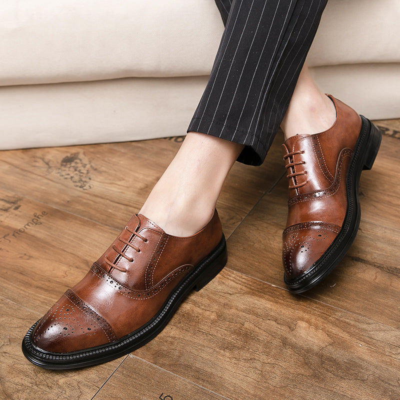 Dames klassieke brogues met leren bovenwerk – Bruin