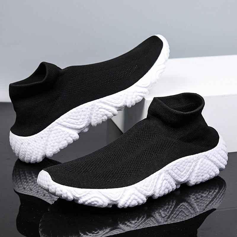 Dames sportieve slip-on sneakers met antislipzool – Zwart-wit