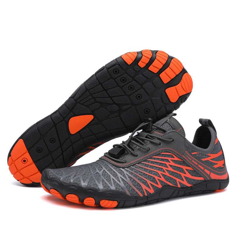 Dames performance hardloopschoenen met antislipzool en flexibele zool – Grijs-oranje