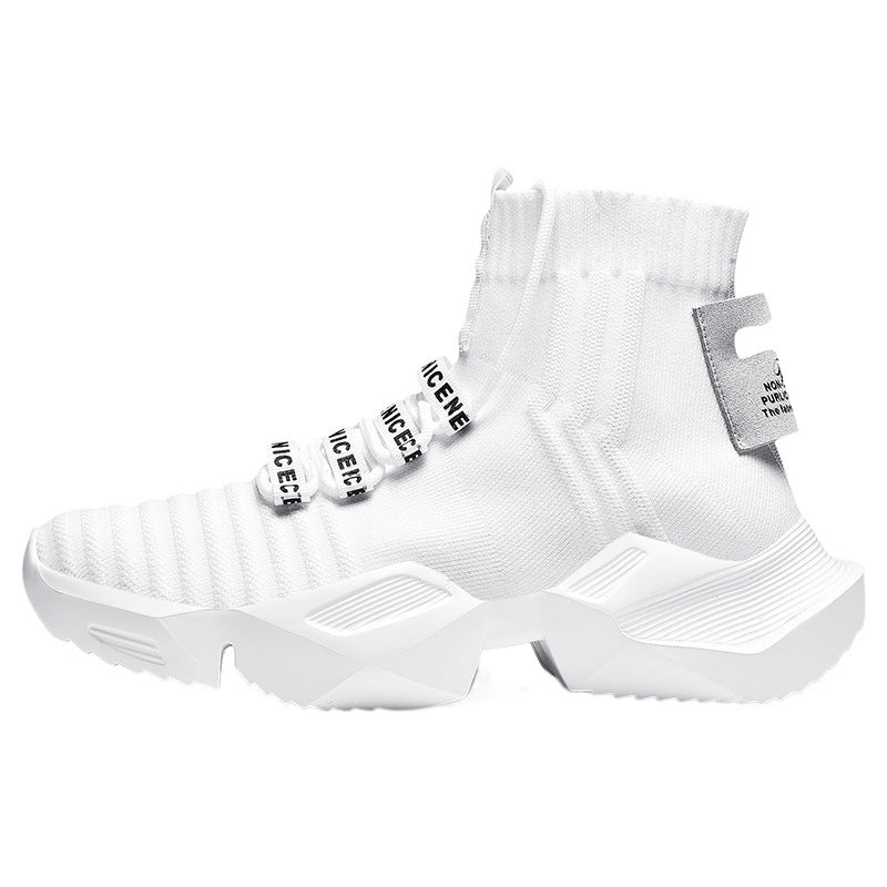 Dames sportieve hoge sneakers – Zwart en Zwart-wit – Zwart-wit