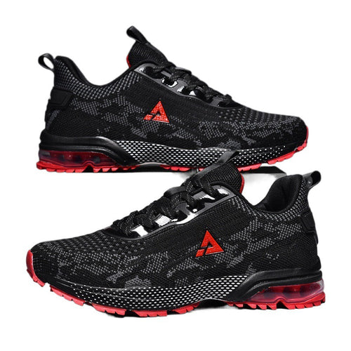 Dames comfortabele sneakers met luchtkussenzool – Zwart-rood