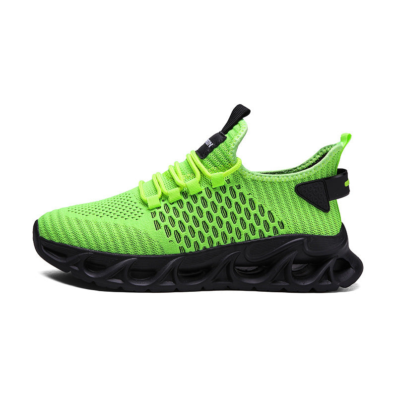 Dames lichte hardloopschoenen met flexibele zool – Zwart en Groen – Grijs