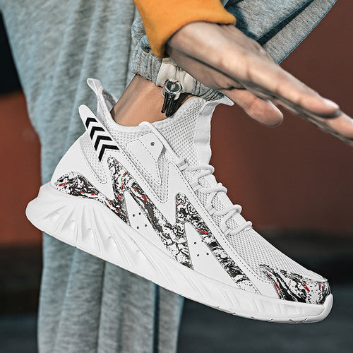 Dames comfortabele hardloopschoenen met gebreid bovenwerk – Wit en Zwart – Zwart
