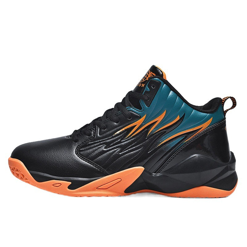 Dames sportieve basketbalsneakers met antislipzool en dempende zool – Zwart-rood en Zwart-oranje – Zwart-oranje
