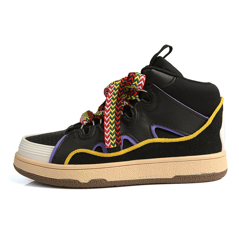 Dames sportieve hoge sneakers met elastische veters – Roze