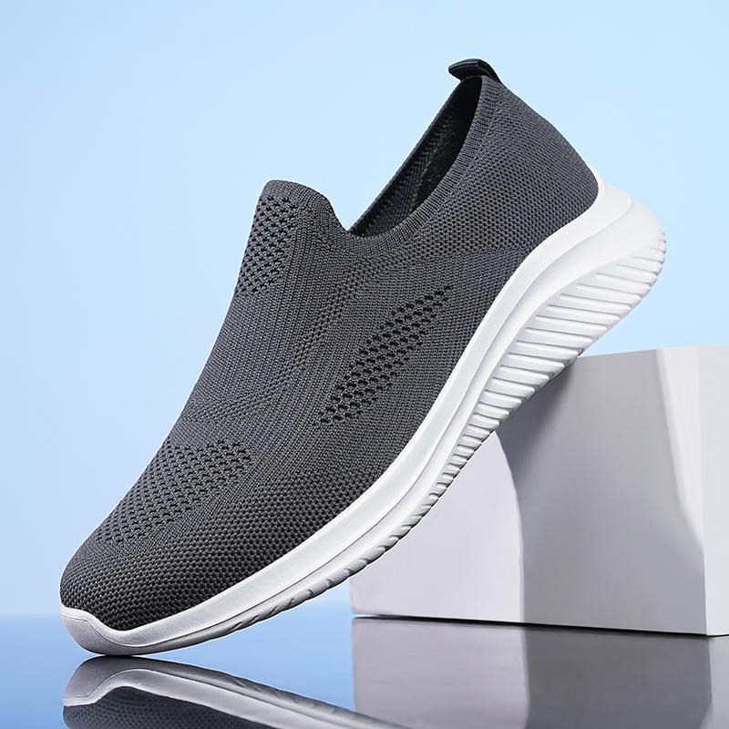 Dames slip-on sneakers met gebreid bovenwerk – Volledig zwart