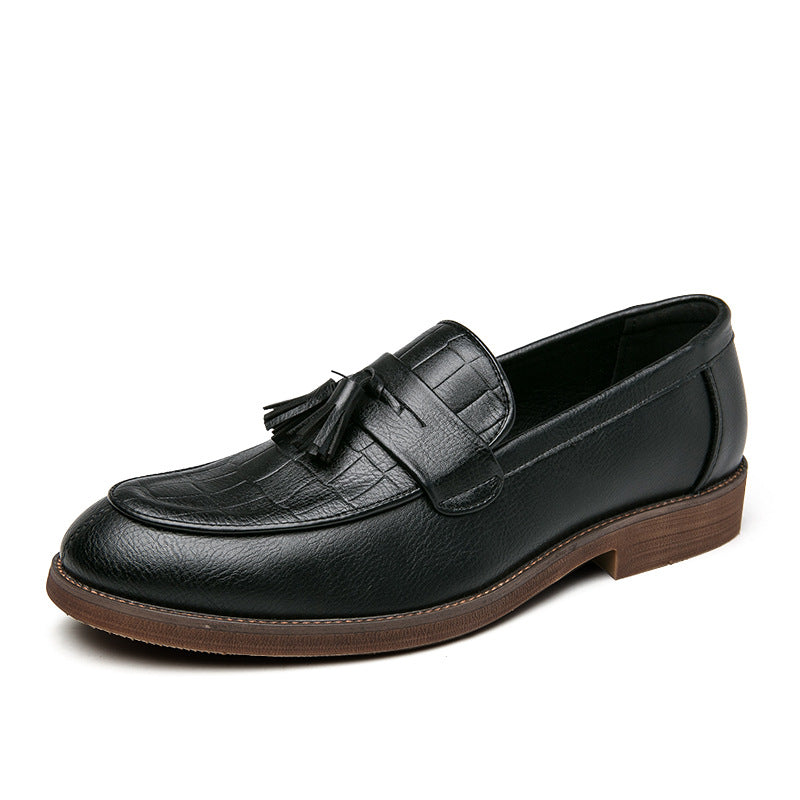 Dames modieuze mocassins met leren bovenwerk en franjedetails – Bruin