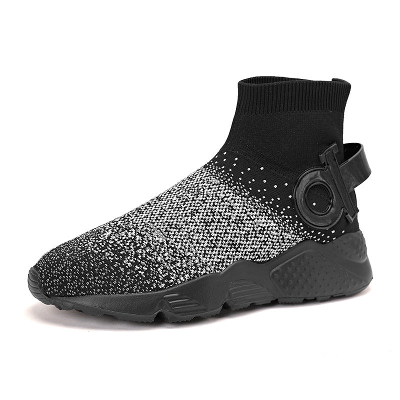 Dames soksneakers met antislipzool en gebreid bovenwerk – Wit en Zwart – Wit