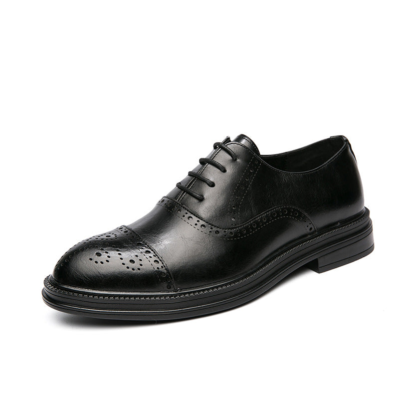 Dames klassieke brogues met leren bovenwerk – Zwart