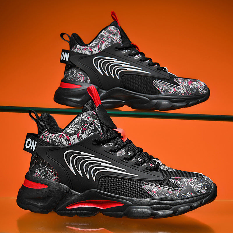 Dames sportieve hoge sneakers – Lichtbruin en Grijs – Zwart