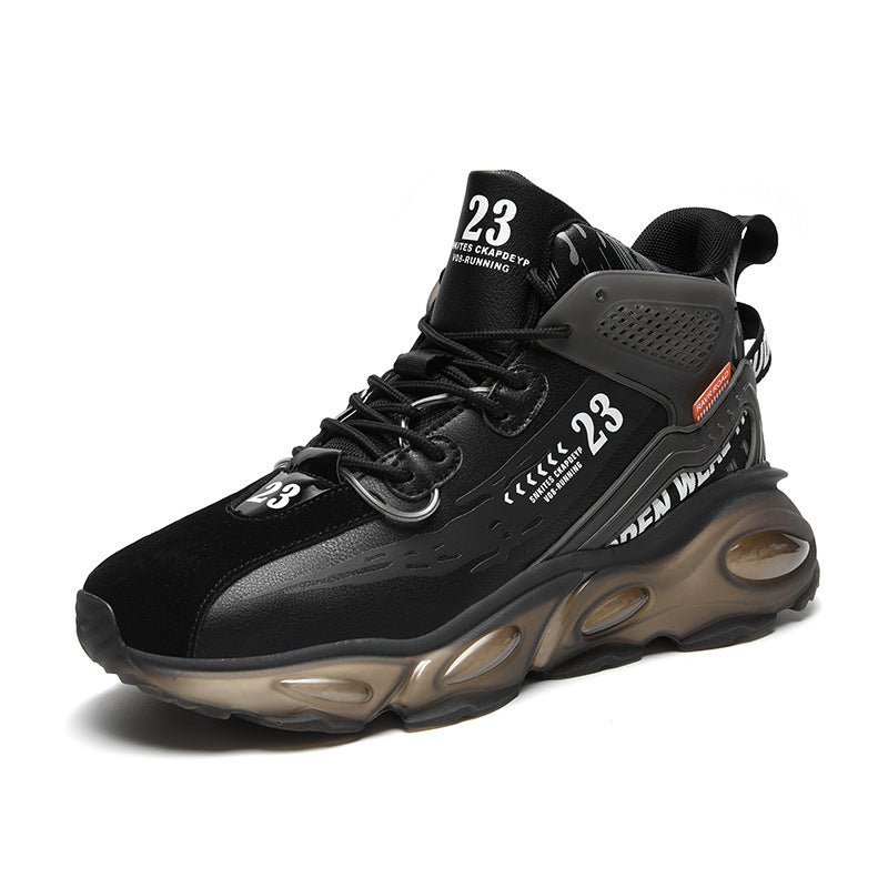 Dames sportieve hoge sneakers met ondersteunende zool – Zwart-wit