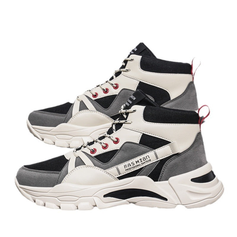 Dames hoge sneakers met dempende zool en stevig bovenwerk – Wit-rood