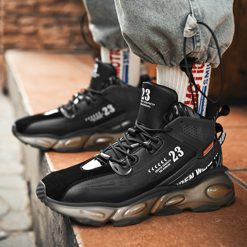 Dames sportieve hoge sneakers met ondersteunende zool – Zwart