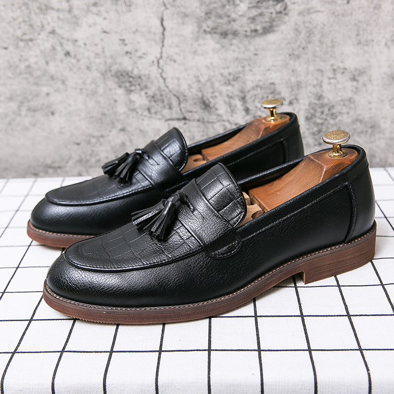 Dames modieuze mocassins met leren bovenwerk en franjedetails – Bruin